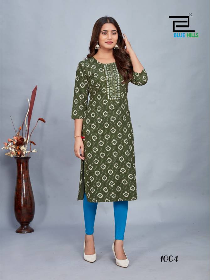 Dream 3 By Blue Hills Printed Straight Kurti Wholesale Price In Surat
